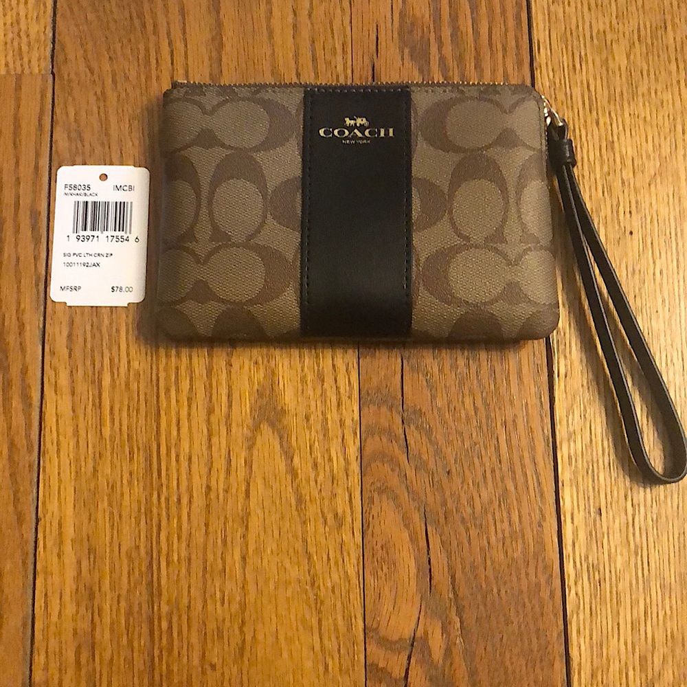 Coach Wristlet sig pvc lth crn zip